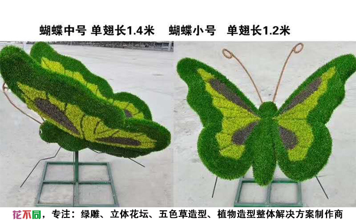 蝴蝶仿真綠雕造型實拍圖片